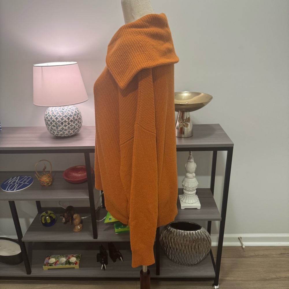 Massimo Dutti Burnt Orange Wool Blend Cowl Neck Sweater – M/L | Made in Spain - Picture 3 of 10
